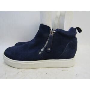 Steve Madden Womens Size 6.5 Blue Suede Wedge Ankle Fashion Boot Bootie